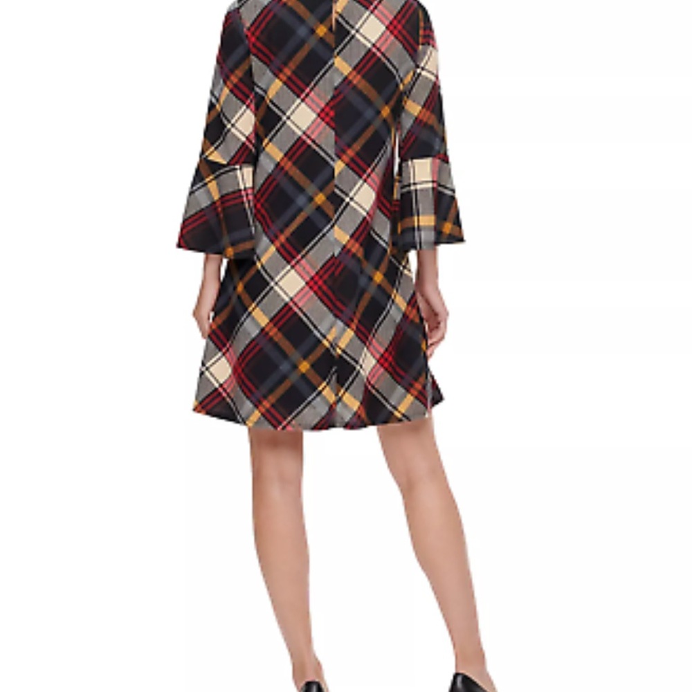 Jessica Howard Red Black A-Line Dress with Dolman Sleeves